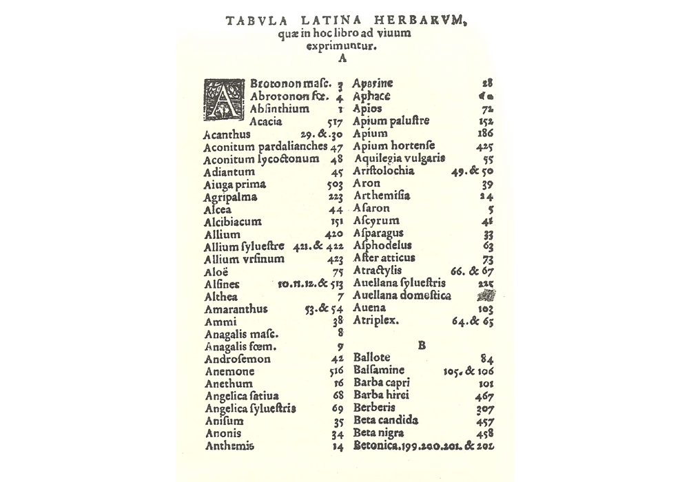 Hª yerbas plantas-Fuchs-Jarava-de Laet- Incunabula & Ancient Books-facsimile book-Vicent García Editores-2 Index a